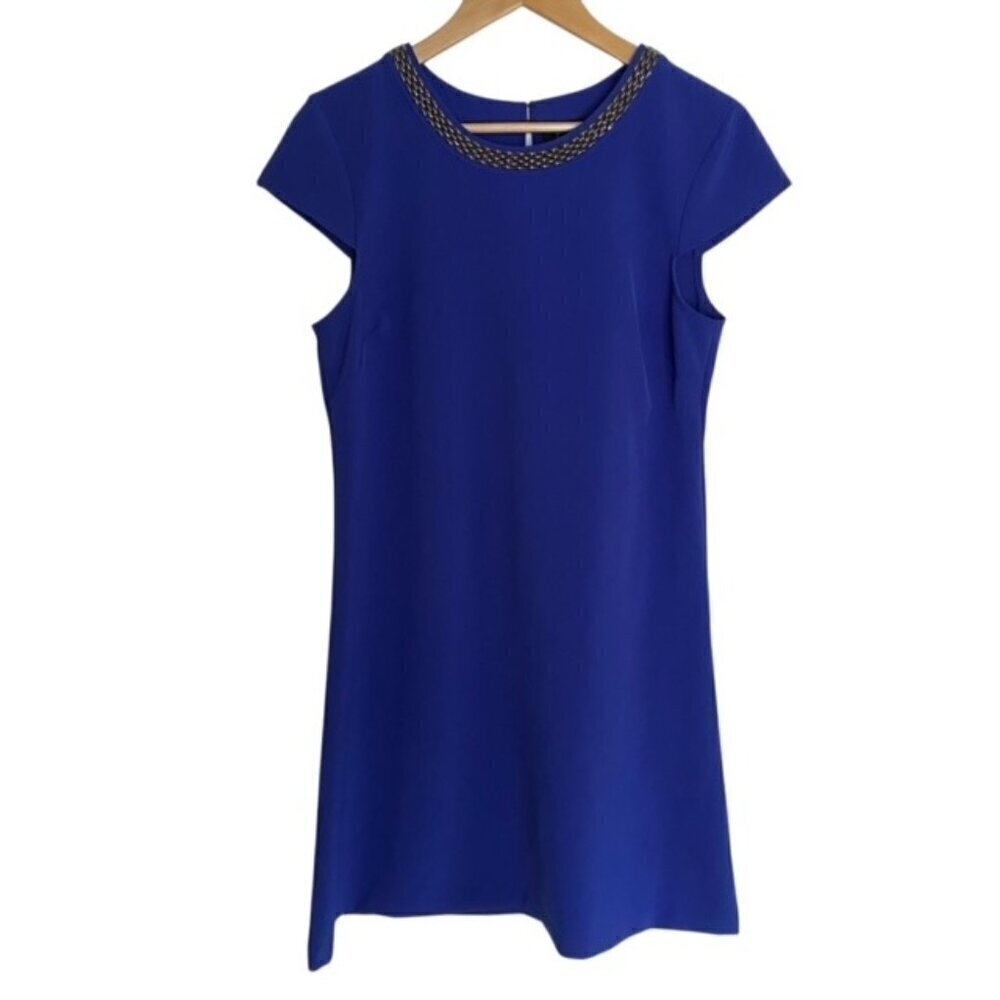 Jessica Simpson Blue Cap Sleeve Chain Detail Dress 8